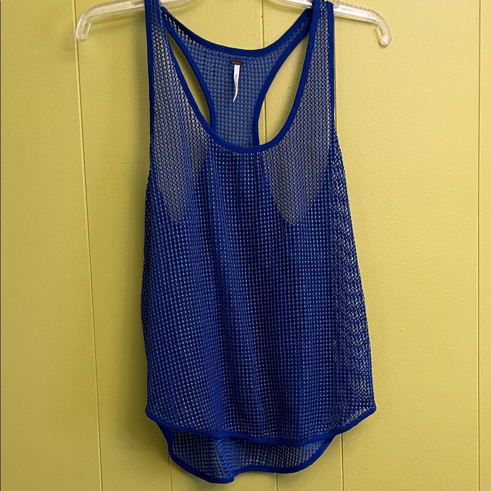 Free People Vibrant Blue Mesh Tank Top